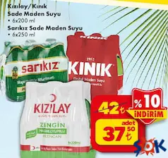 KIZILAY/KINIK SADE MADEN SUYU 6X200 ML / SARIKIZ SADE MADEN SUYU 6X250 ML